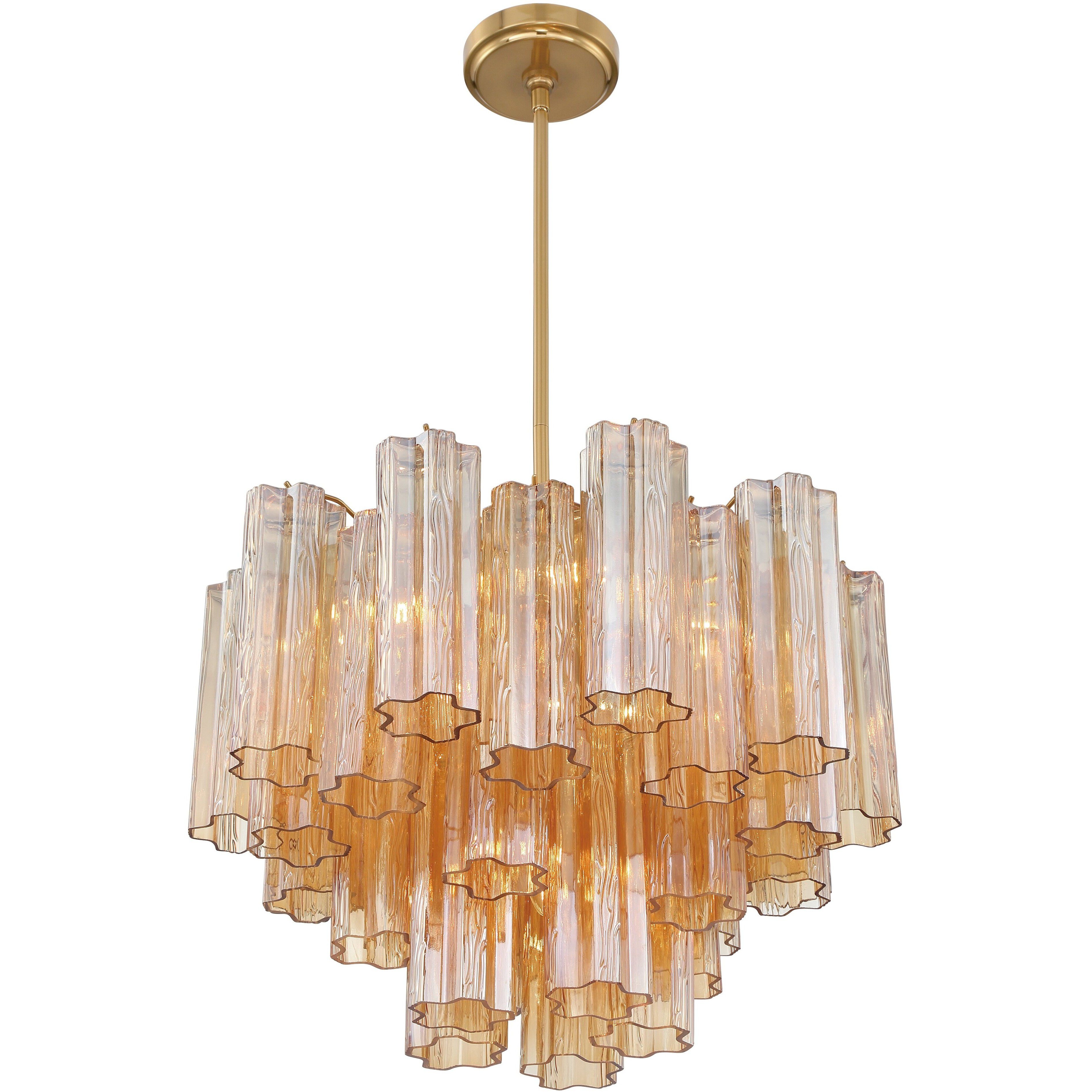 Addis 6 Light 19.75 inch Aged Brass Chandelier Ceiling Light in Tronchi Glass Amber