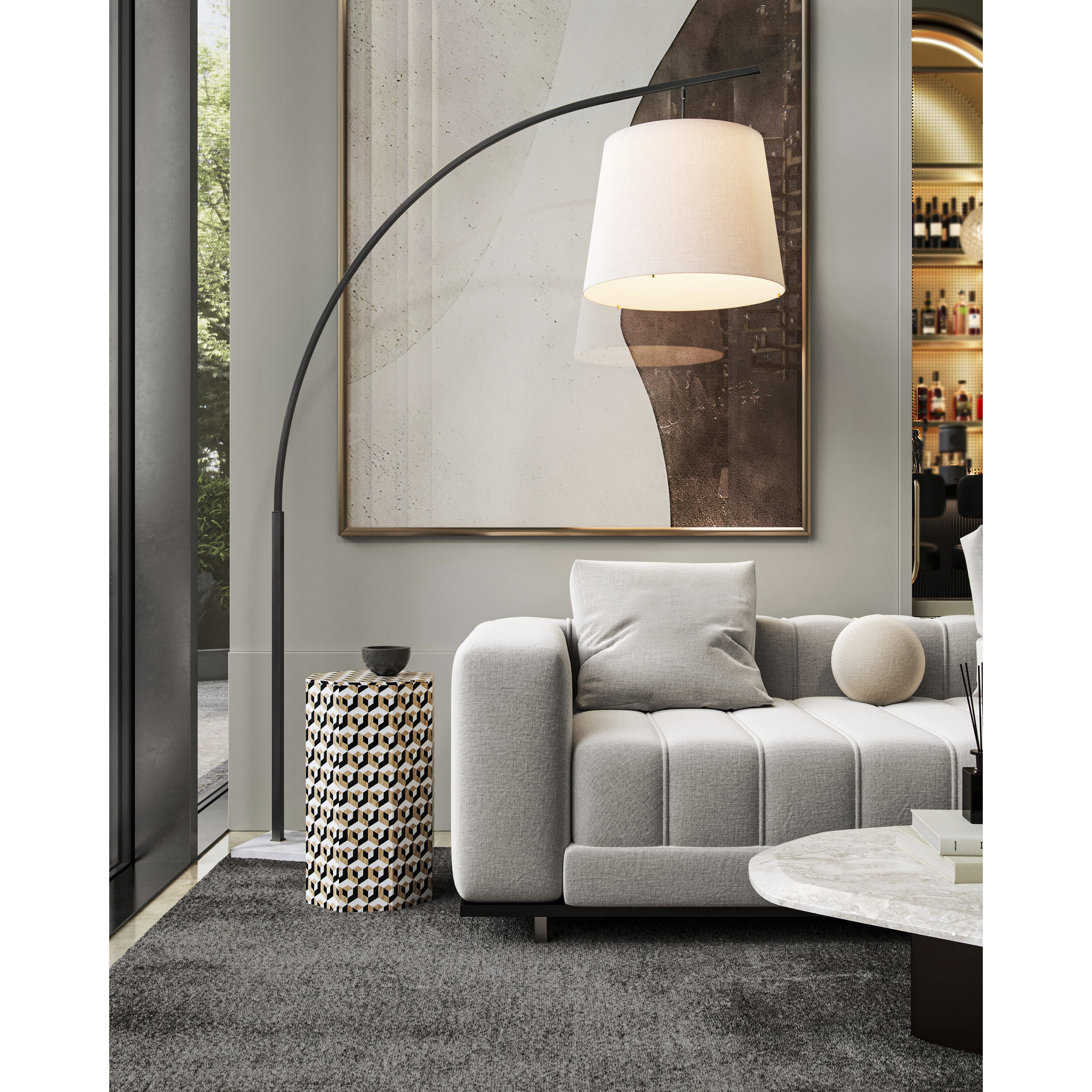 Cloister 87 inch 75 watt Oil Rubbed Bronze and White Floor Lamp Portable Light, Large