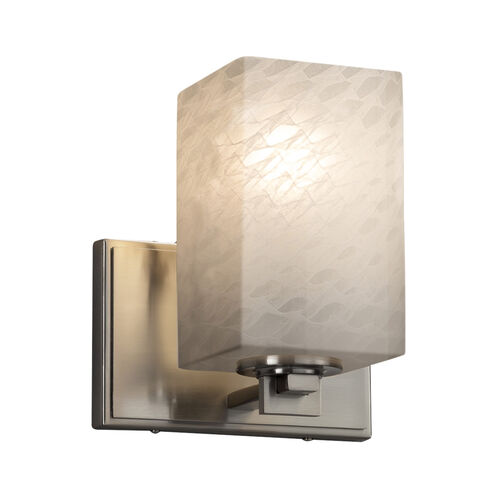 Fusion Wall Sconce Wall Light in 700 Lm LED, Brushed Nickel, Square with Flat Rim, Weave Fusion