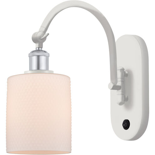 Ballston Cobbleskill LED 5.3 inch White and Polished Chrome Sconce Wall Light in Matte White Glass