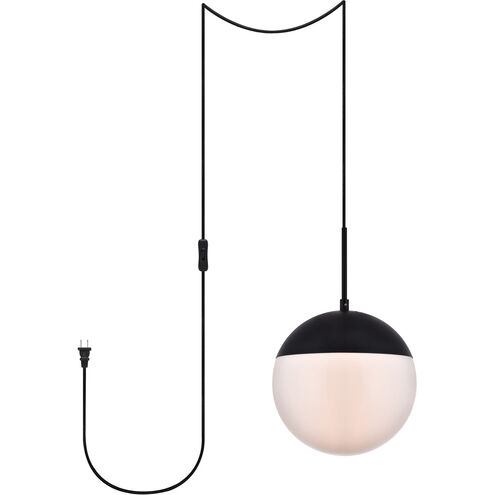 Eclipse 1 Light 10 inch Black and Frosted White Pendant Ceiling Light