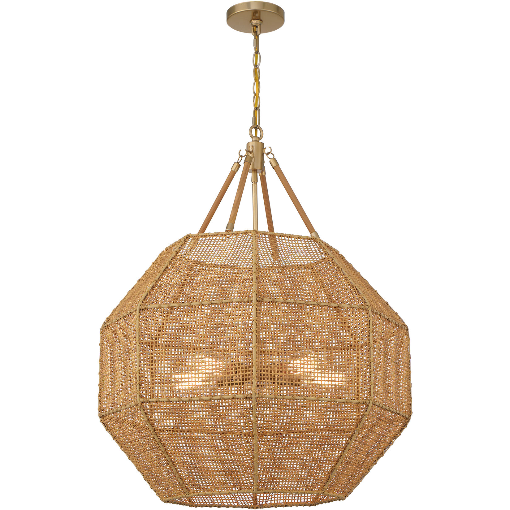 Selby 5 Light 25 inch Burnished Brass with Natural Rattan Pendant Ceiling Light