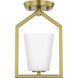 Vertex 1 Light 5 inch Brushed Gold Semi-Flush Mount Ceiling Light