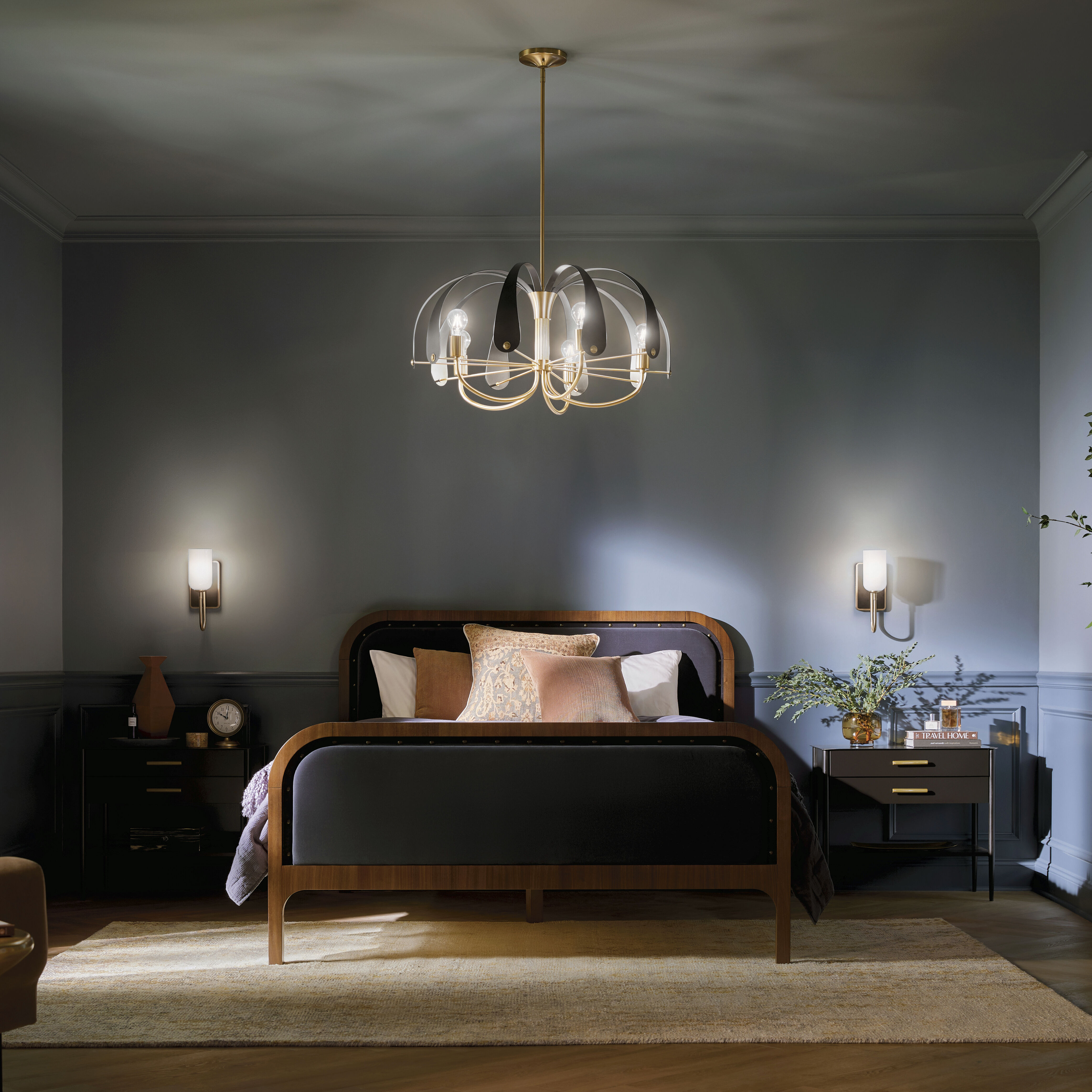 Petal LED 31 inch Champange White Chandelier Ceiling Light