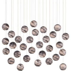 Palatino 30 Light 54 inch Blue Marbeled and Silver Multi-Drop Pendant Ceiling Light