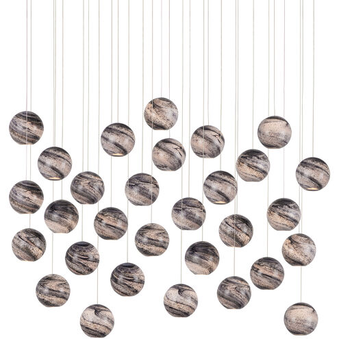 Palatino 30 Light 54 inch Blue Marbeled and Silver Multi-Drop Pendant Ceiling Light