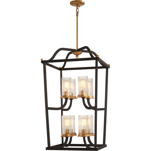 Posh Horizon 8 Light 18.25 inch Sand Coal/Gold Leaf Pendant Ceiling Light