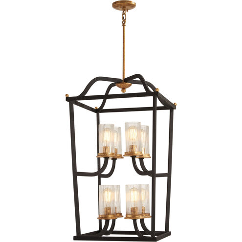 Posh Horizon 8 Light 18 inch Sand Coal/Gold Leaf Pendant Ceiling Light