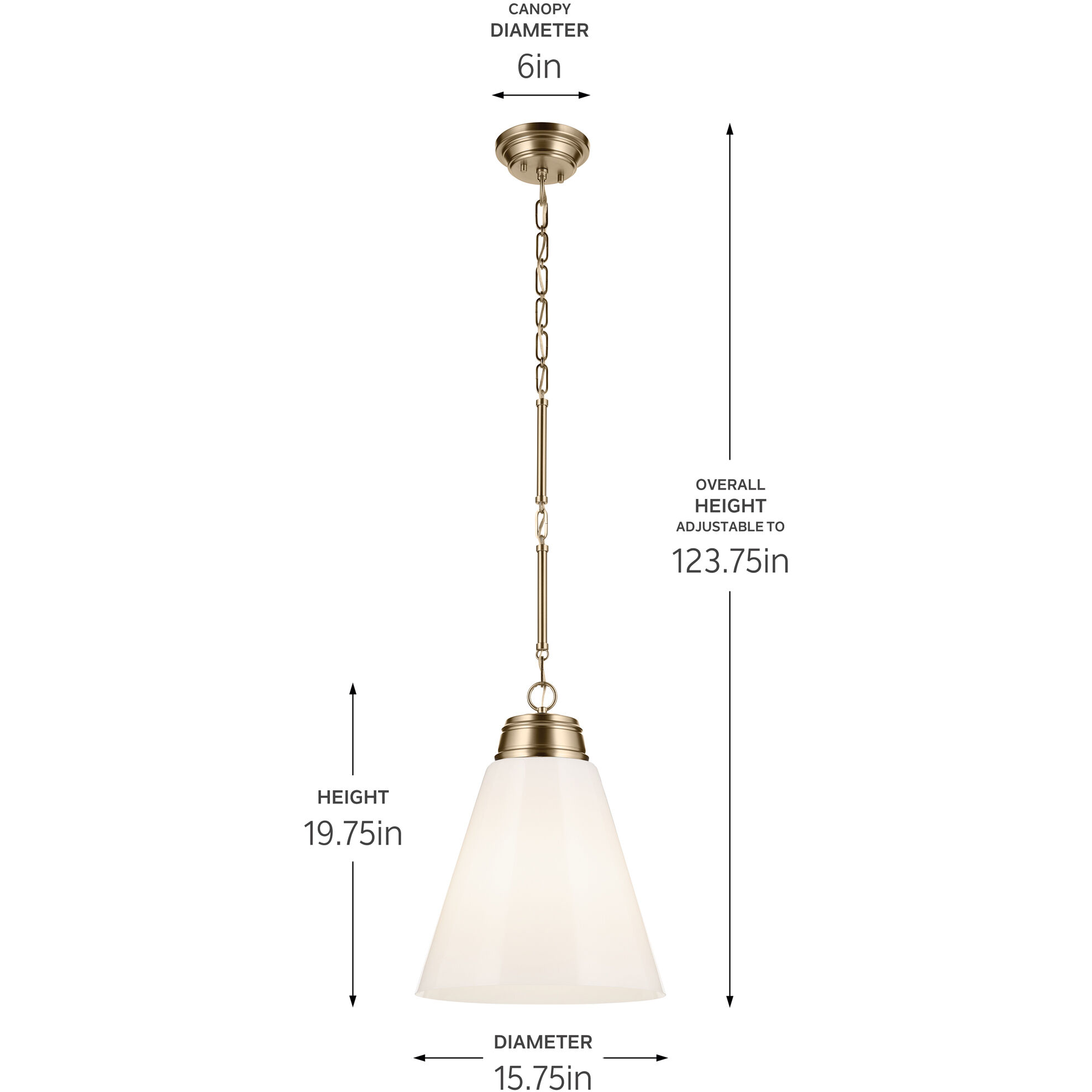 Marsailli 1 Light Champagne Bronze Pendant Ceiling Light, Large