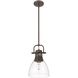 Yep Duncan 1 Light 8.88 inch Rubbed Bronze Pendant Ceiling Light in Clear Glass