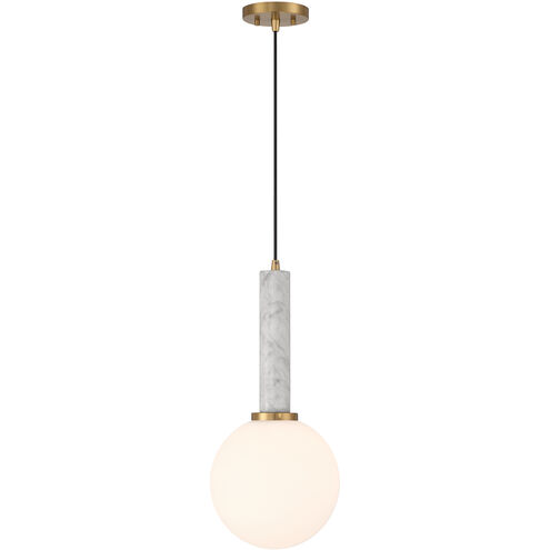 Callaway 1 Light 10 inch White Marble with Warm Brass Pendant Ceiling Light