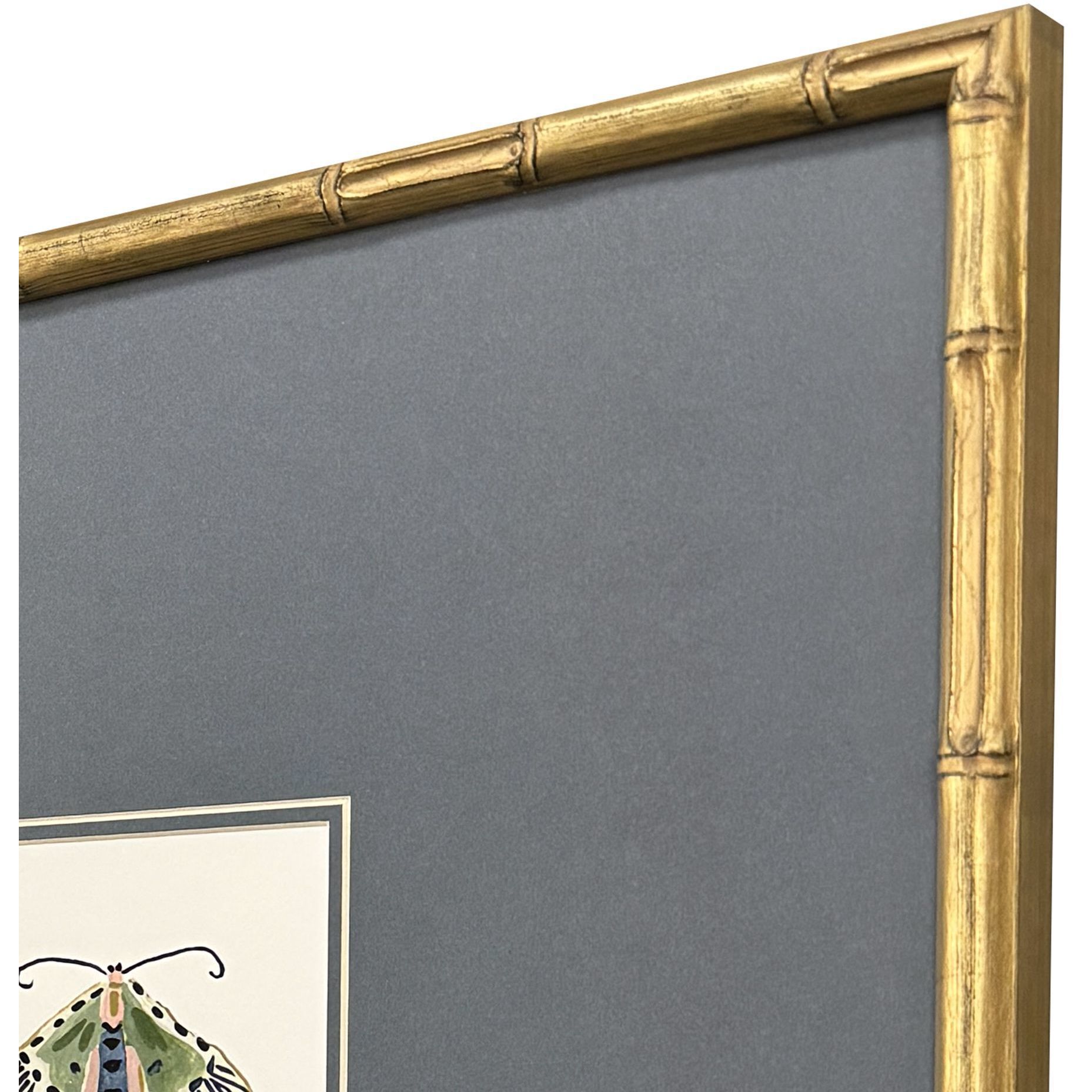 Pastel Moths Green and Blue and Multi and Pink Framed Art