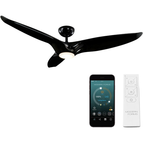 Morpheus III 60 inch Gloss Black Downrod Ceiling Fan in 3500K