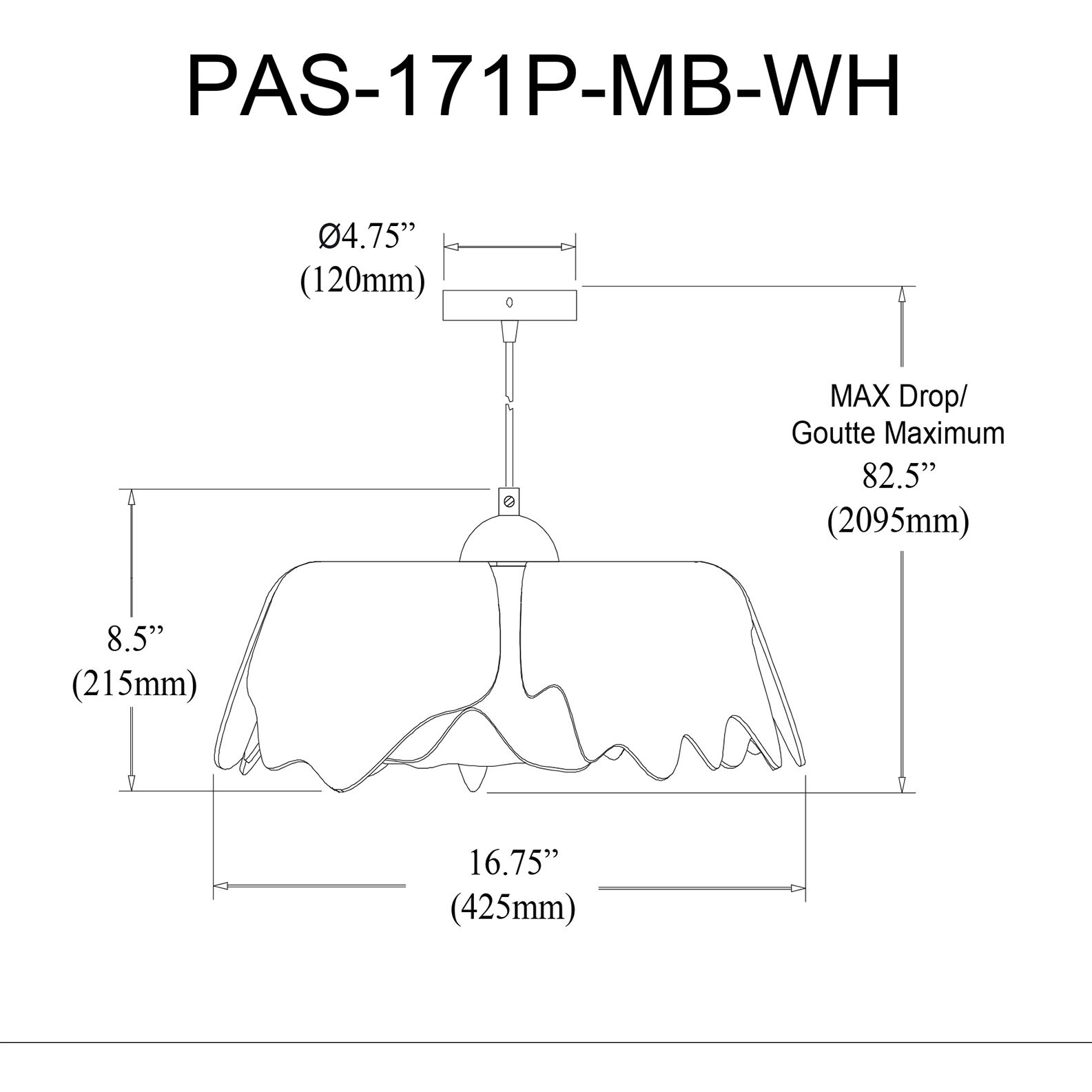 Passion 1 Light 16.75 inch Matte Black with White Pendant Ceiling Light