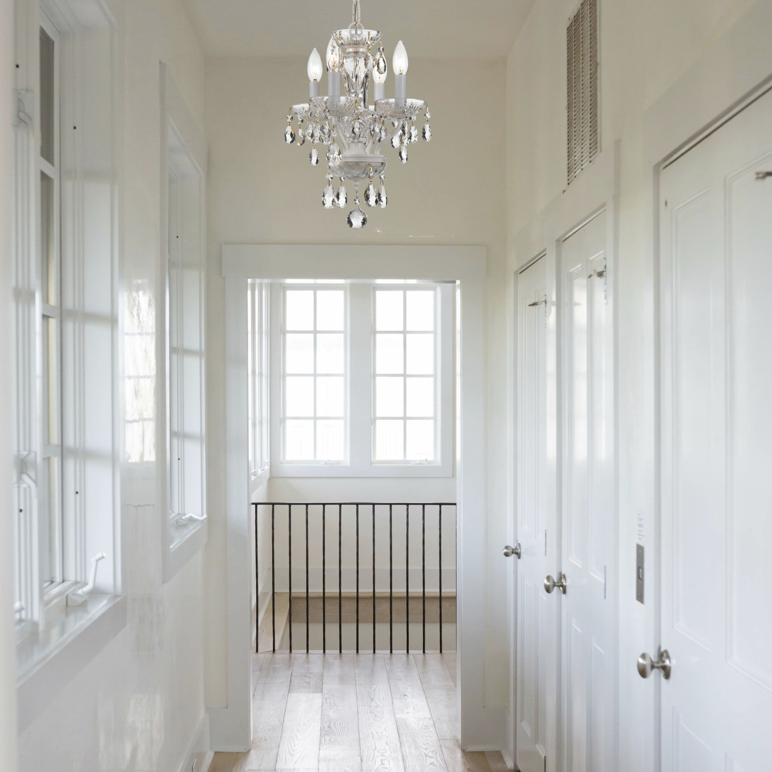 Welton 4 Light 11 inch Wet White Mini Chandelier Ceiling Light in Clear Italian