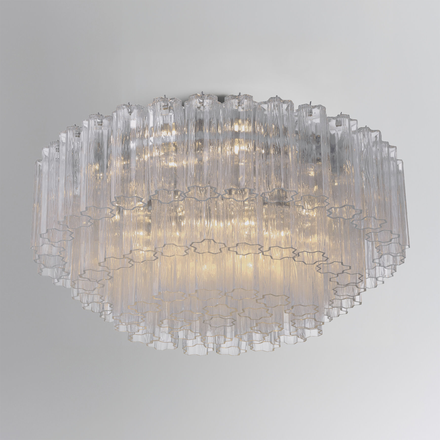 Addis 16 Light 32 inch Polished Chrome Flush Ceiling Light in Tronchi Glass Clear