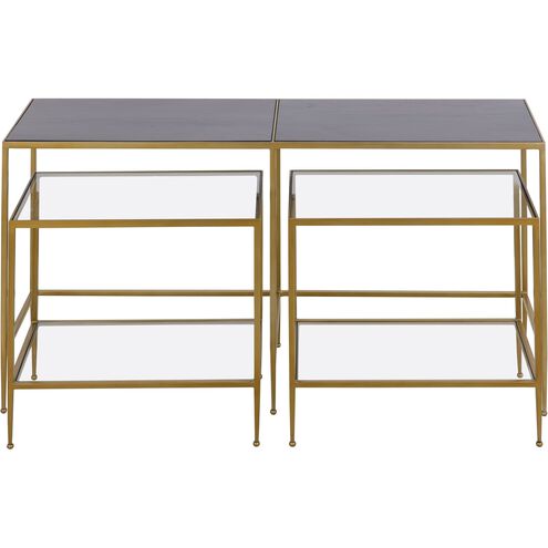 Carrick 52 X 15 inch Dark Mahogany with Antique Brass and Clear Nesting Console Table