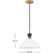 Simon 1 Light 13 inch Black with Heritage Brass Pendant Ceiling Light in Cased Opal