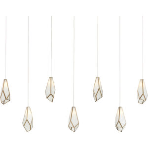 Glace 7 Light 57 inch White and Antique Brass with Silver Multi-Drop Pendant Ceiling Light