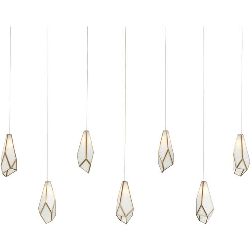 Glace 7 Light 57 inch White and Antique Brass with Silver Multi-Drop Pendant Ceiling Light