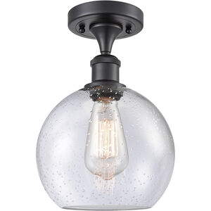 Ballston Athens LED 8 inch Matte Black Semi-Flush Mount Ceiling Light in Seedy Glass, Ballston