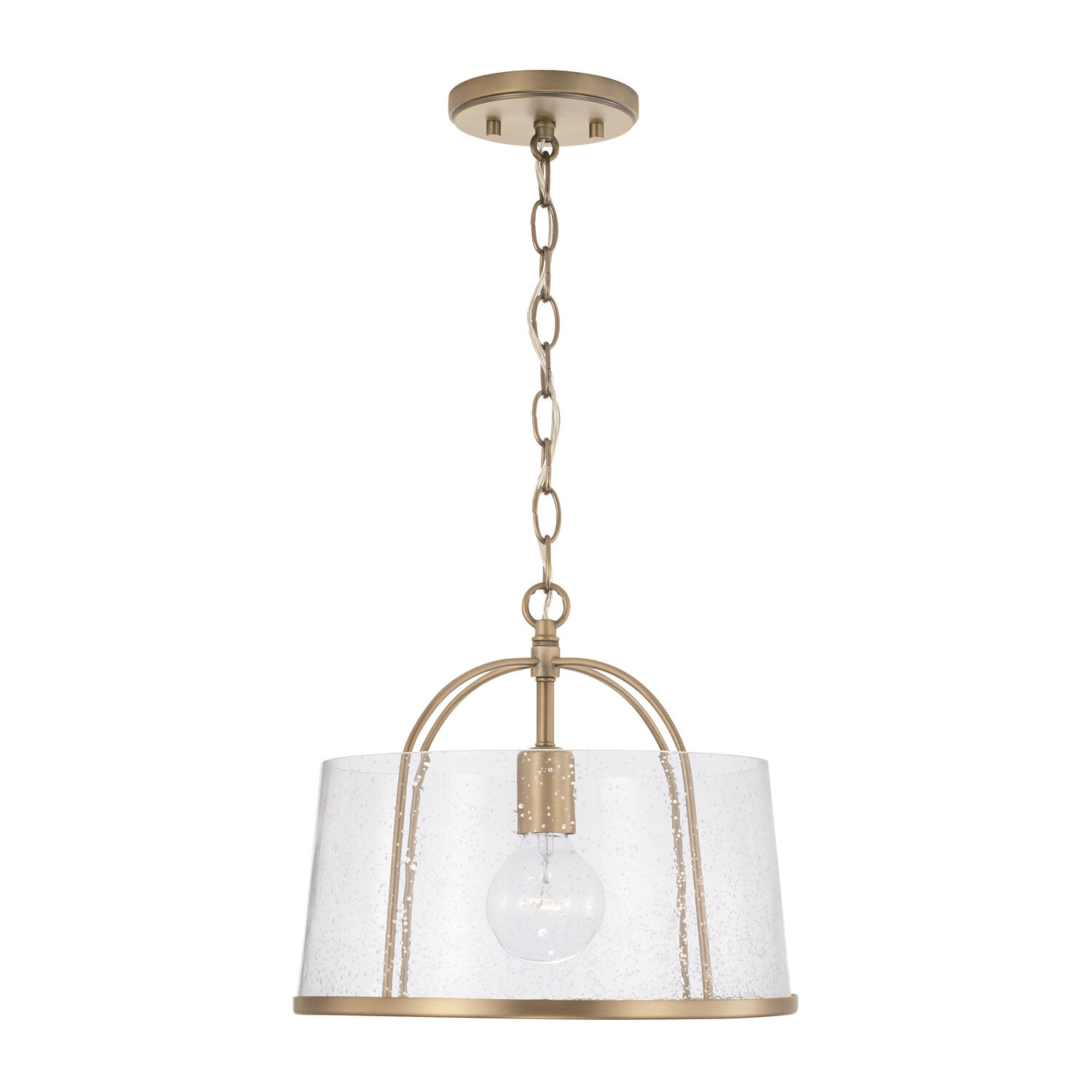 Madison 1 Light 13 inch Aged Brass Semi-Flush Mount Ceiling Light, Convertible Dual Mount