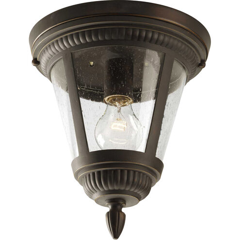 Westport 1 Light 9 inch Antique Bronze Outdoor Flush Mount in Bulbs Not Included, Clear Seeded