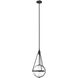 Harmony Down Pendant Ceiling Light in Water Glass, Matte Black