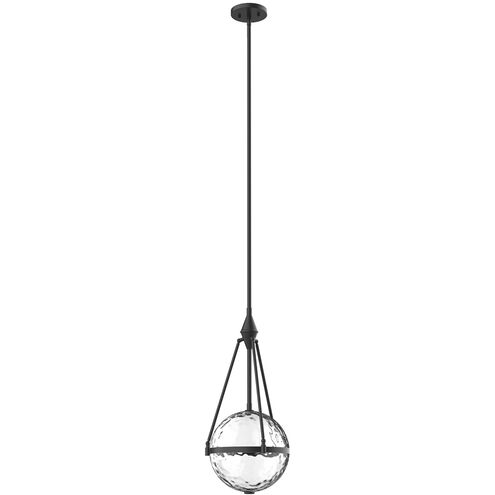 Harmony Down Pendant Ceiling Light in Water Glass, Matte Black