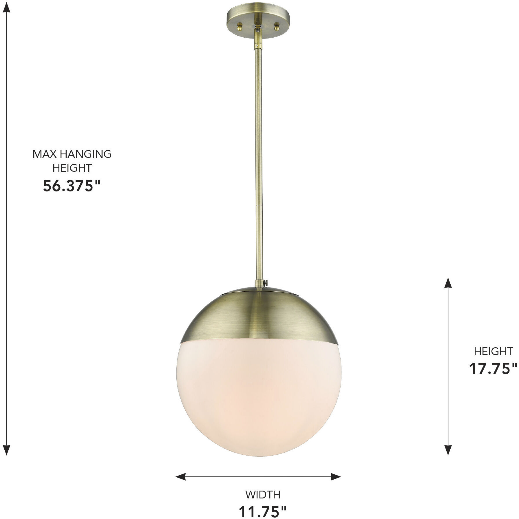 Dixon Pendant Ceiling Light in Aged Brass, Large