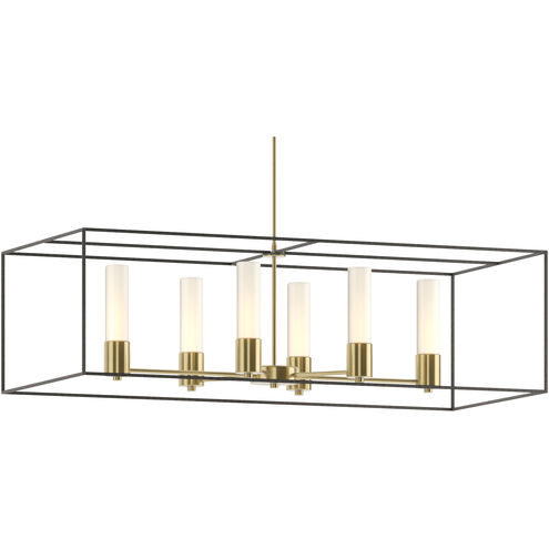 Portico 6 Light 42 inch Modern Brass and Natural Iron Pendant Ceiling Light in Modern Brass/Natural Iron, Opal