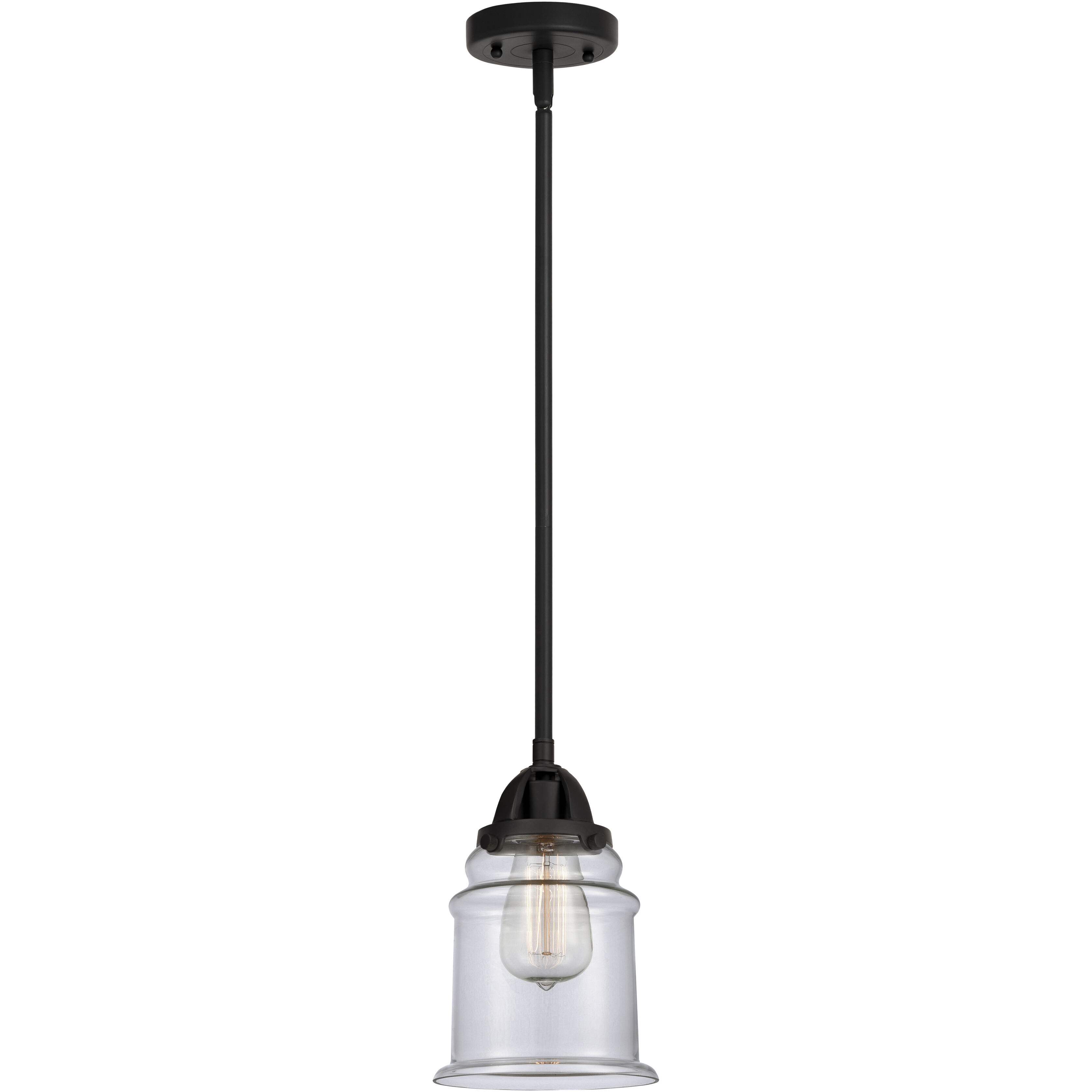 Nouveau 2 Canton 1 Light 6 inch Matte Black Mini Pendant Ceiling Light in Incandescent, Clear