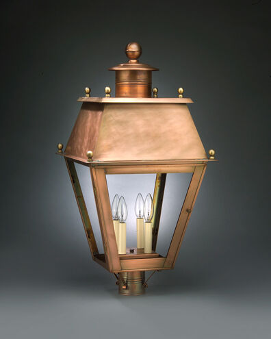 Stanfield 4 Light 29 inch Antique Brass Post Lantern in Clear Seedy Glass