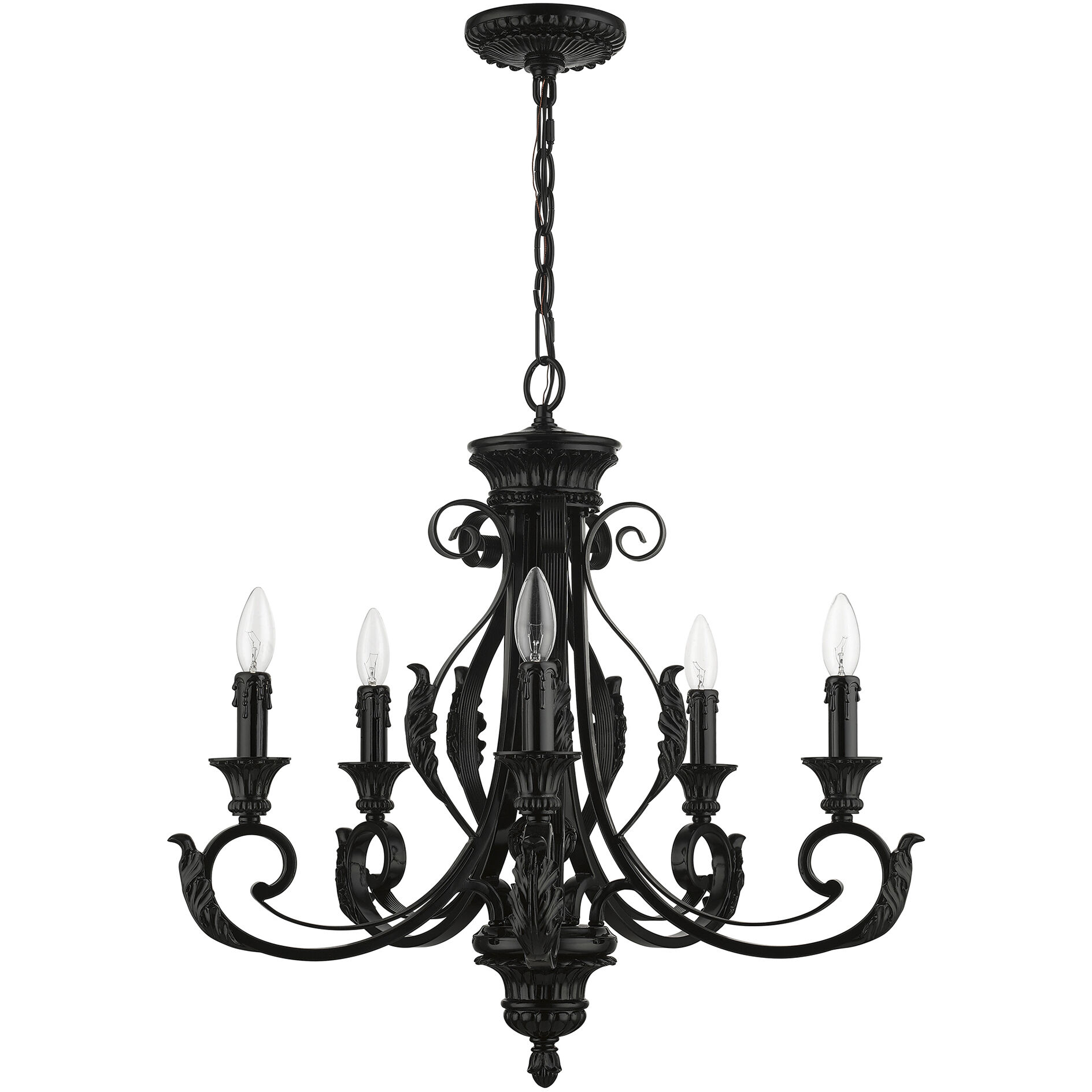 Valencia 5 Light 25 inch Shiny Black Chandelier Ceiling Light