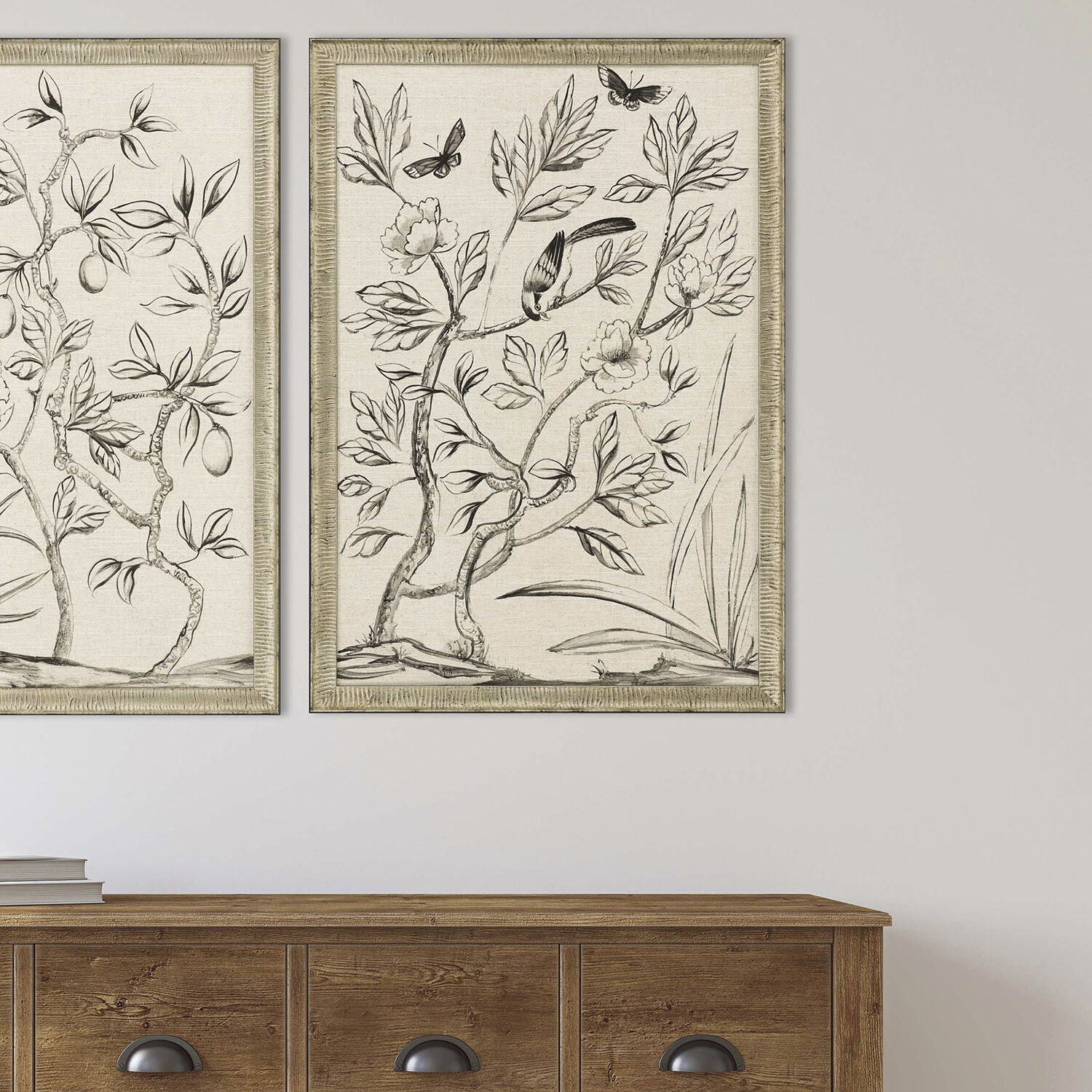Shimmering Garden Neutral and Black and White Framed Art