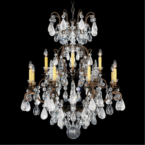 Renaissance Rock Crystal 13 Light 32 inch Antique Silver Chandelier Ceiling Light in Rock Clear, Adjustable Height
