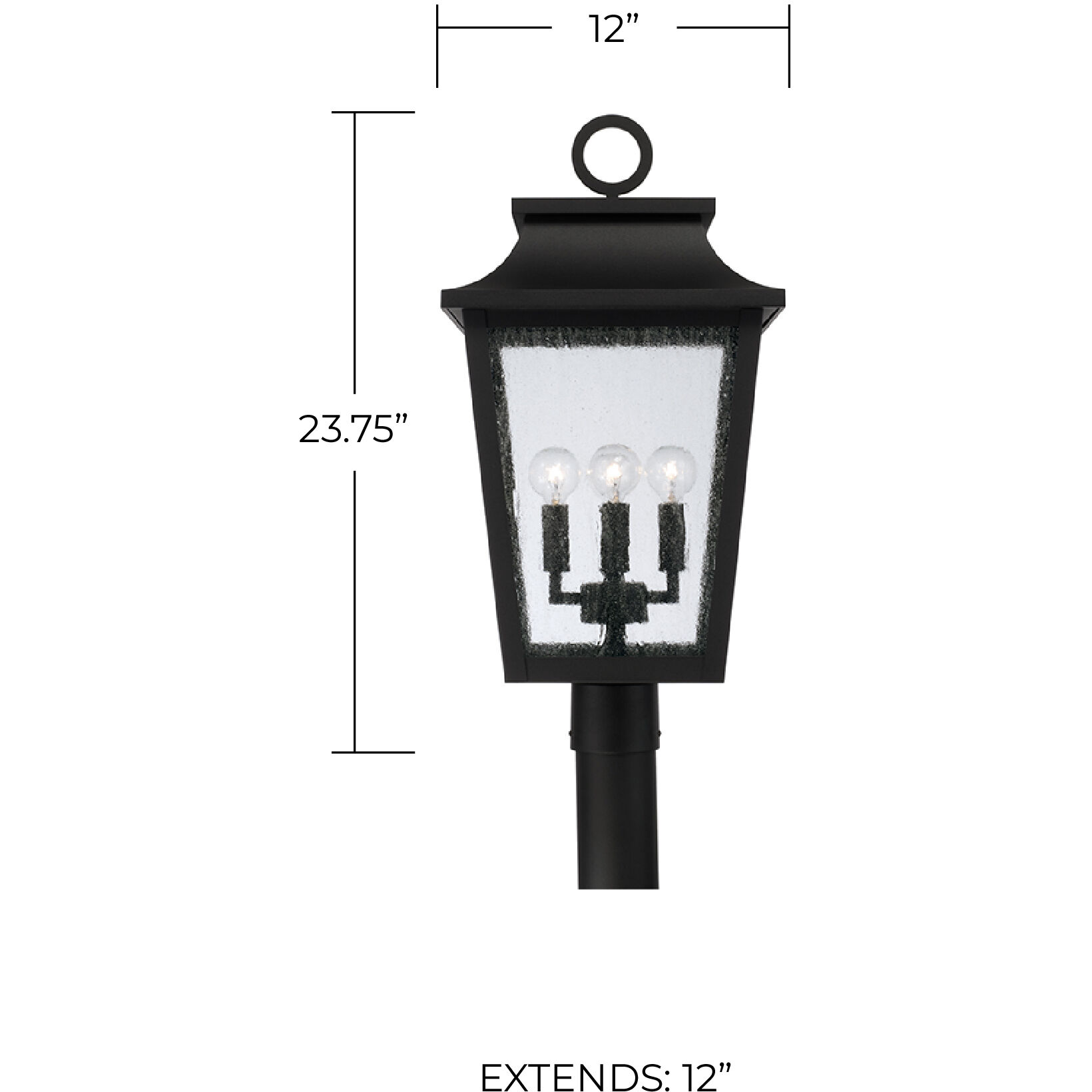 Chandler 4 Light 23.75 inch Black Outdoor Post Lantern