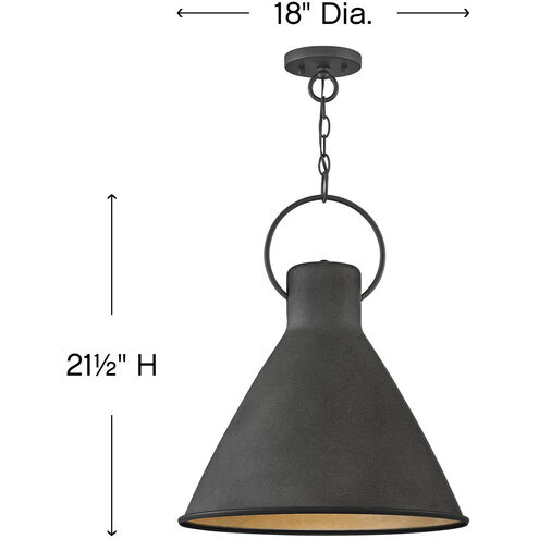 Winnie LED 18 inch Aged Zinc with Distressed Black Indoor Pendant Ceiling Light