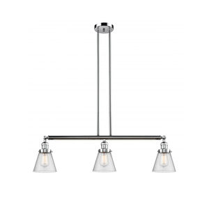 Franklin Restoration Small Cone 3 Light 39 inch Polished Chrome Island Light Ceiling Light in Seedy Glass, Franklin Restoration