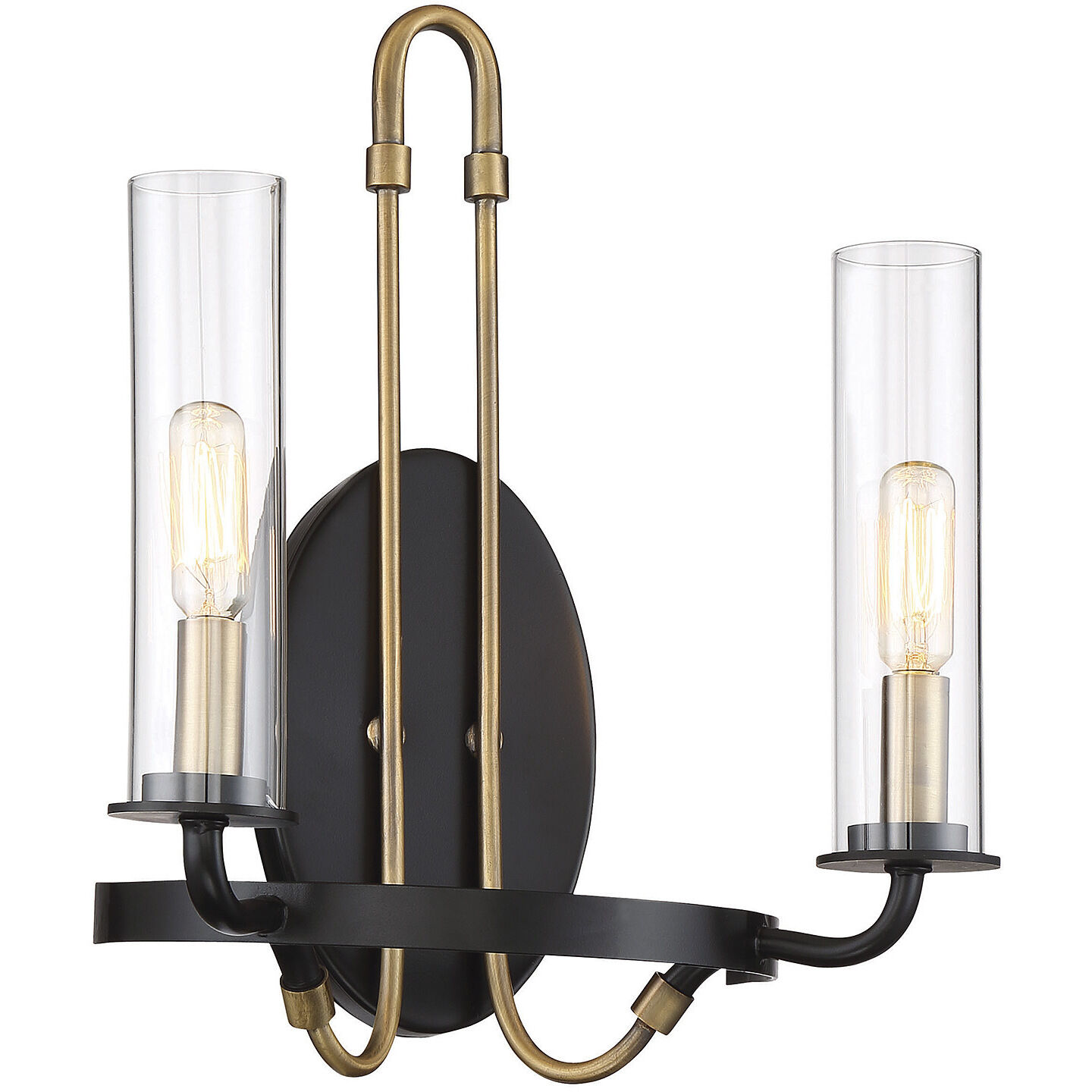 Kearney 2 Light 12 inch Vintage Black with Warm Brass Wall Sconce Wall Light