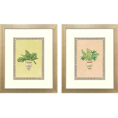 Grecian Vase Palm Green and Blue and Orange and Yellow Framed Art