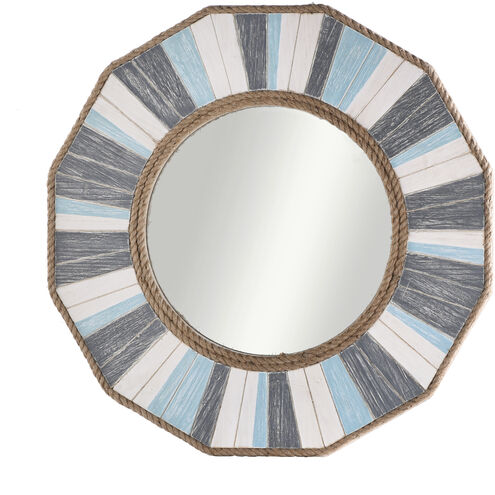 Montauk 33 X 33 inch Gray/Cream/Blue Wood Wall Mirror