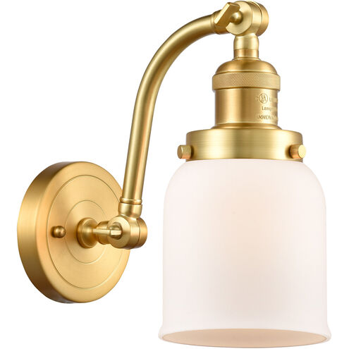 Franklin Restoration Small Bell 1 Light 5 inch Satin Gold Sconce Wall Light in Matte White Glass, Franklin Restoration