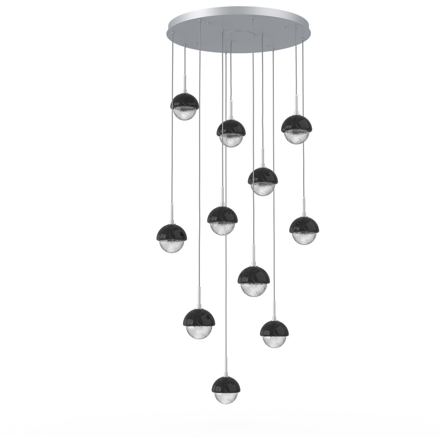 Cabochon LED Classic Silver with Black Marble Pendant Chandelier Ceiling Light in Clear, 2700K LED