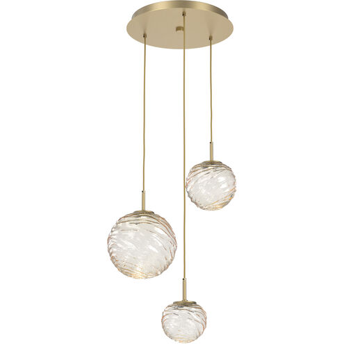Gaia LED 24 inch Gilded Brass Multi-Pendant Ceiling Light in Amber, 2700K LED