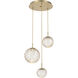 Gaia LED 24 inch Gilded Brass Multi-Pendant Ceiling Light in Amber, 2700K LED