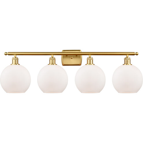 Ballston Athens LED 36 inch Satin Gold Bath Vanity Light Wall Light in Matte White Glass, Ballston