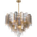 Torvento 15 Light 32.75 inch Legacy Brass Pendant Ceiling Light in Clear,  Grey and Amber Handmade Glass