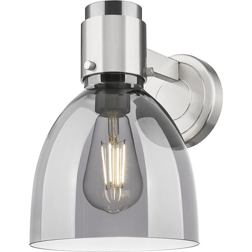 Lawton Bell Sconce Wall Light in Satin Nickel, Light Smoke Glass