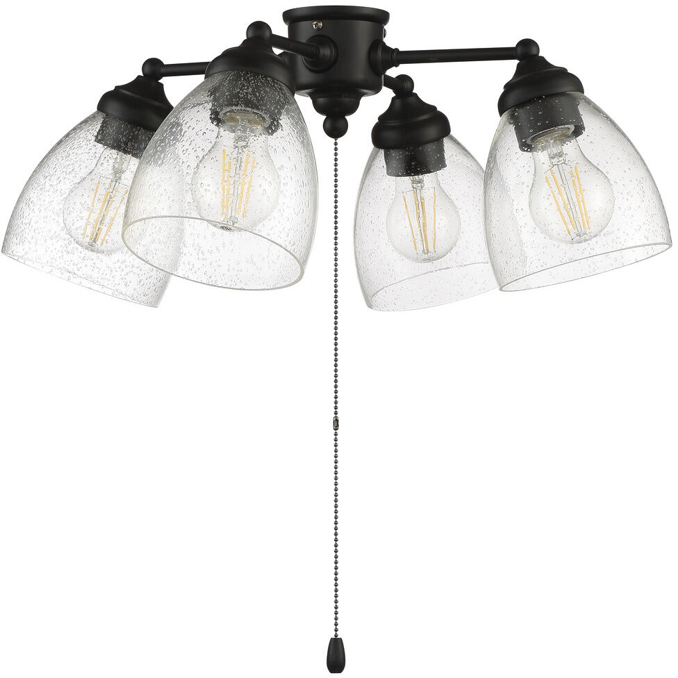 Universal LED LED Filament Flat Black Fan Light Kit